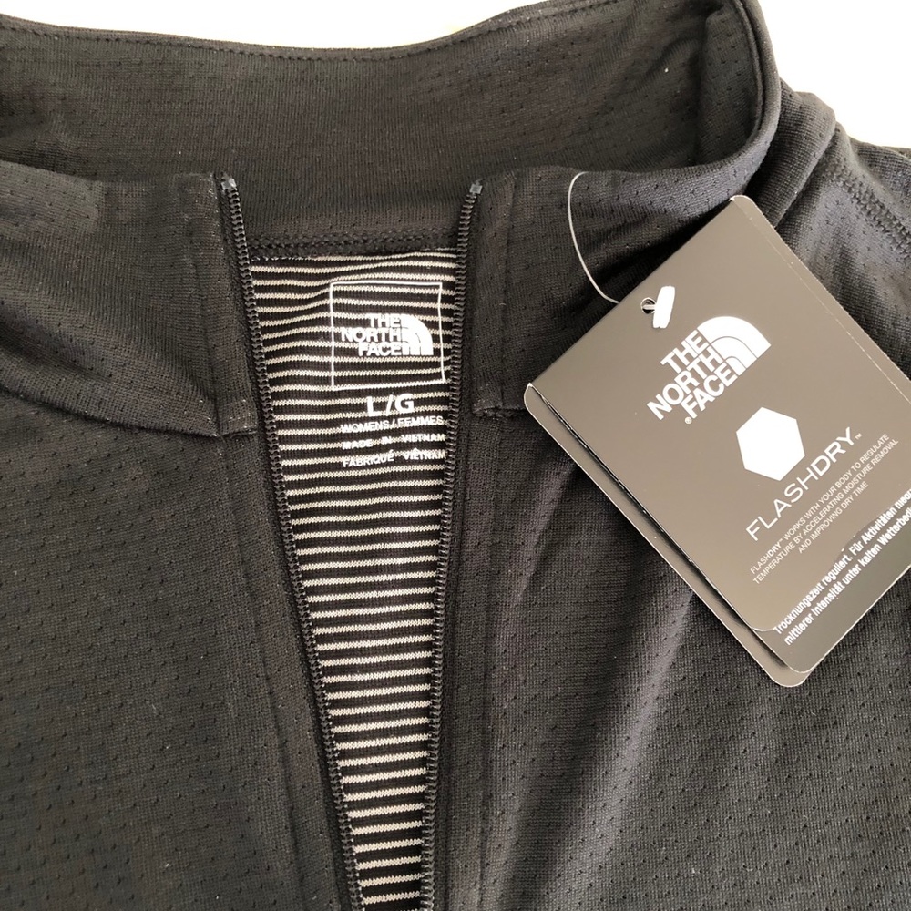 NWT North Face black 1/4 zip flash dry sport top